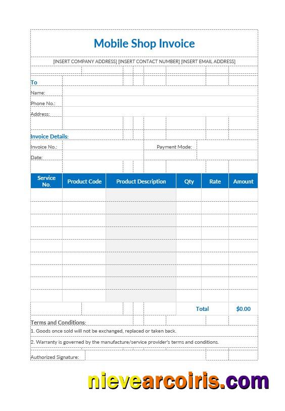 Mobile Shop Invoice